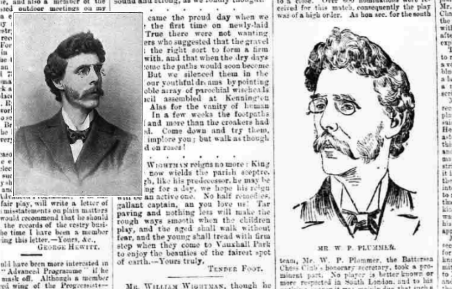 Founder of Battersea Chess Club W.P. Plummer