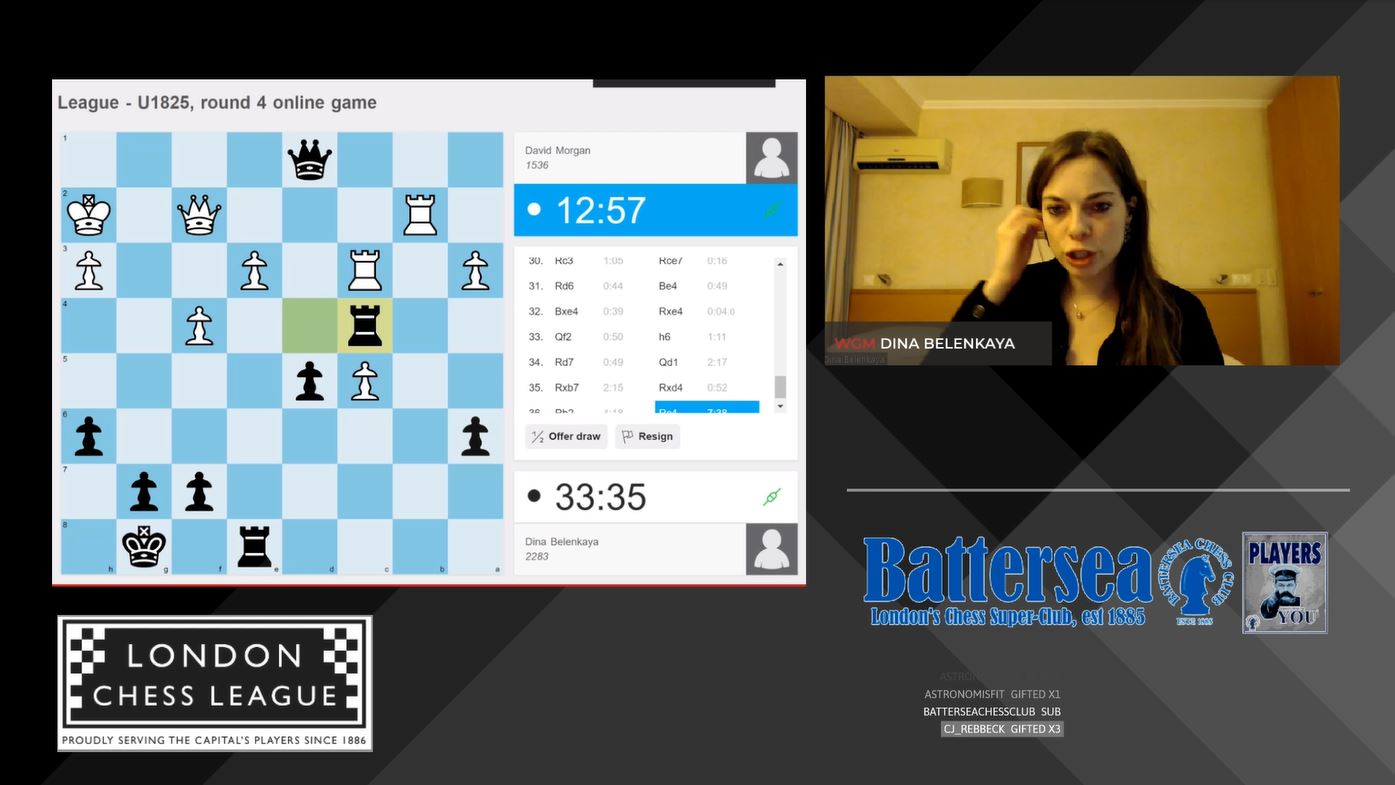 Watch London Chess League LIVE: Choose WGM Dina Belenkaya’s stream or the official channel